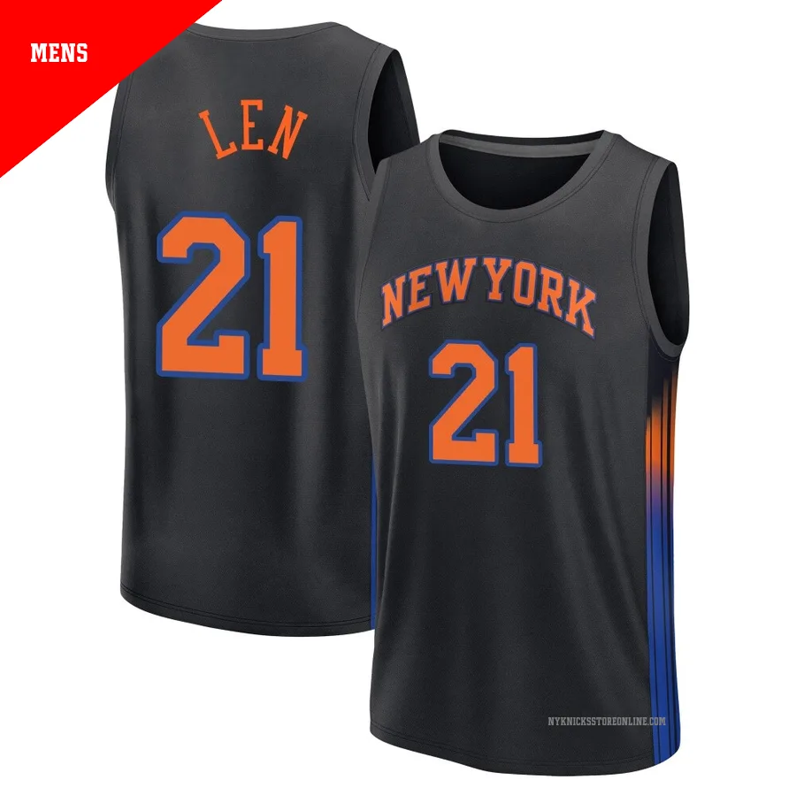 Alex Len ＃21 New York Knicks 2024/25 Men's Fast Break Black Statement Edition Jersey