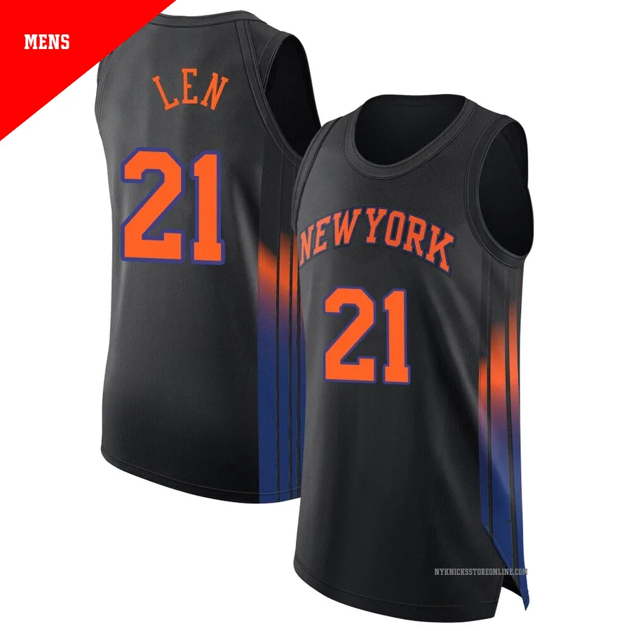 Alex Len ＃21 New York Knicks Authentic 2024/25 Men's Black Statement Edition Jersey