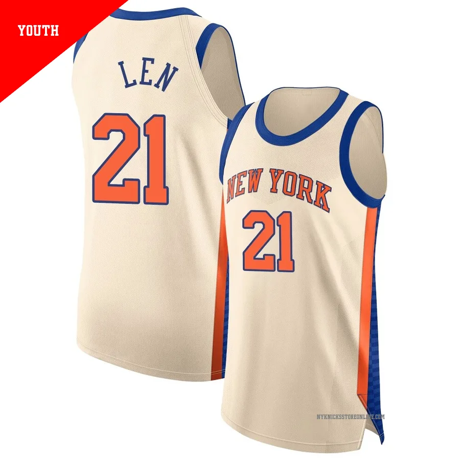 Alex Len ＃21 New York Knicks Authentic 2025/26 Youth Cream City Edition Jersey