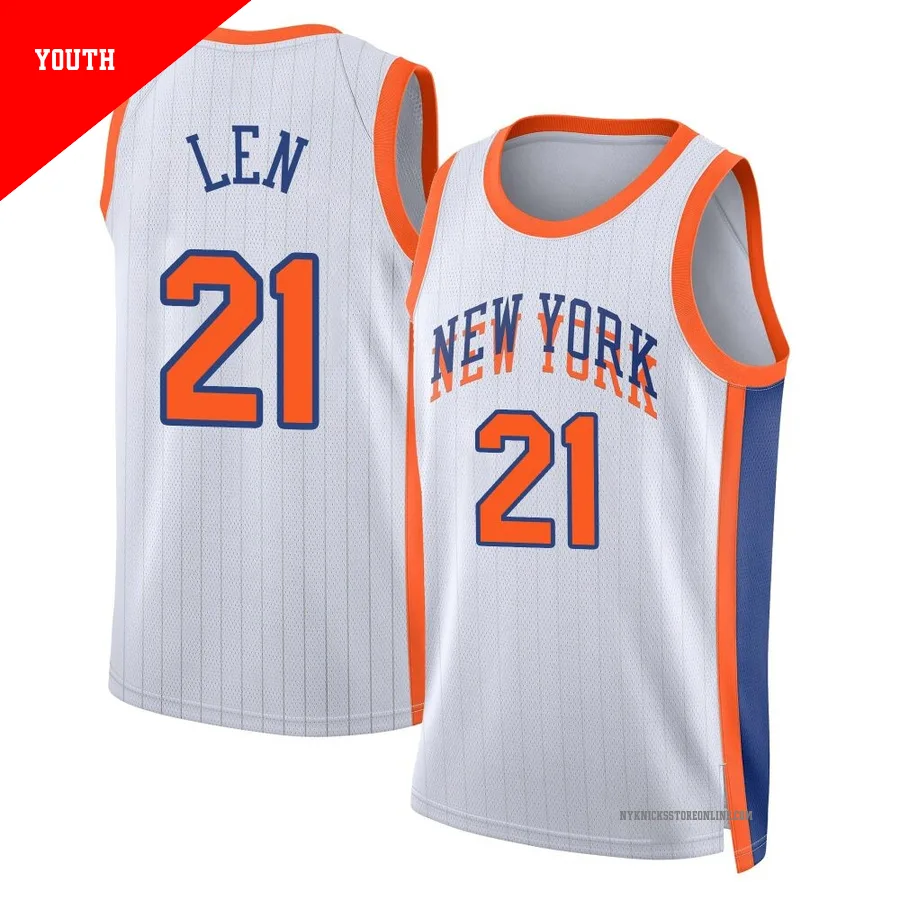 Alex Len ＃21 New York Knicks Swingman 2024/25 Youth White City Edition Jersey