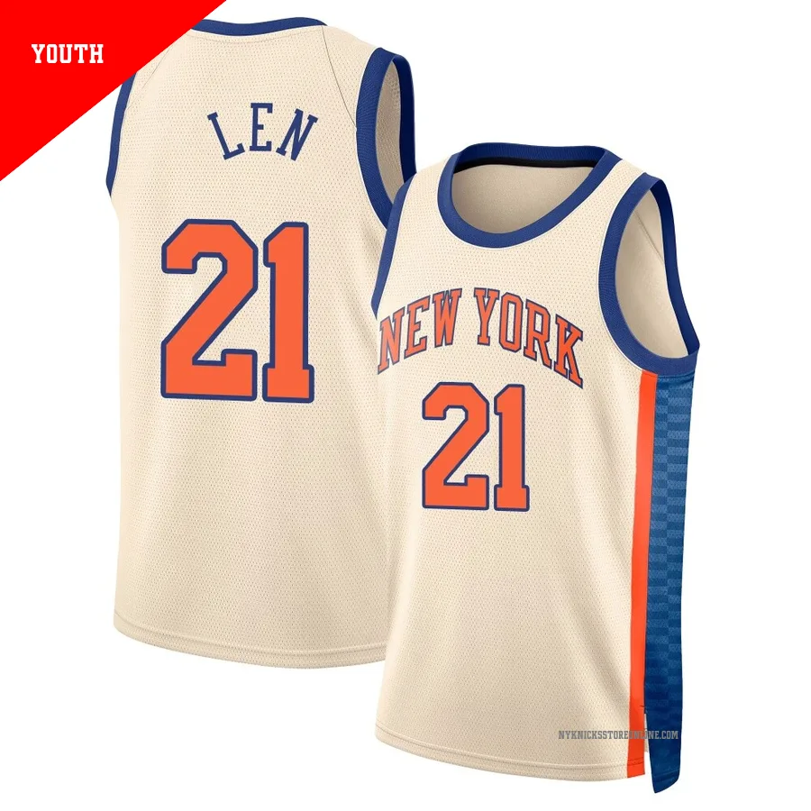 Alex Len ＃21 New York Knicks Swingman 2025/26 Youth Cream City Edition Jersey