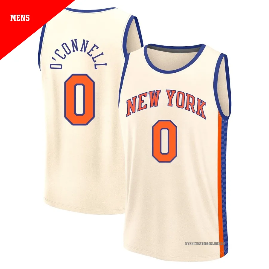 Alex O'Connell ＃0 New York Knicks 2025/26 Men's Fast Break Cream City Edition Jersey