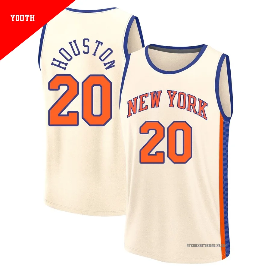 Allan Houston ＃20 New York Knicks 2025/26 Youth Fast Break Cream City Edition Jersey