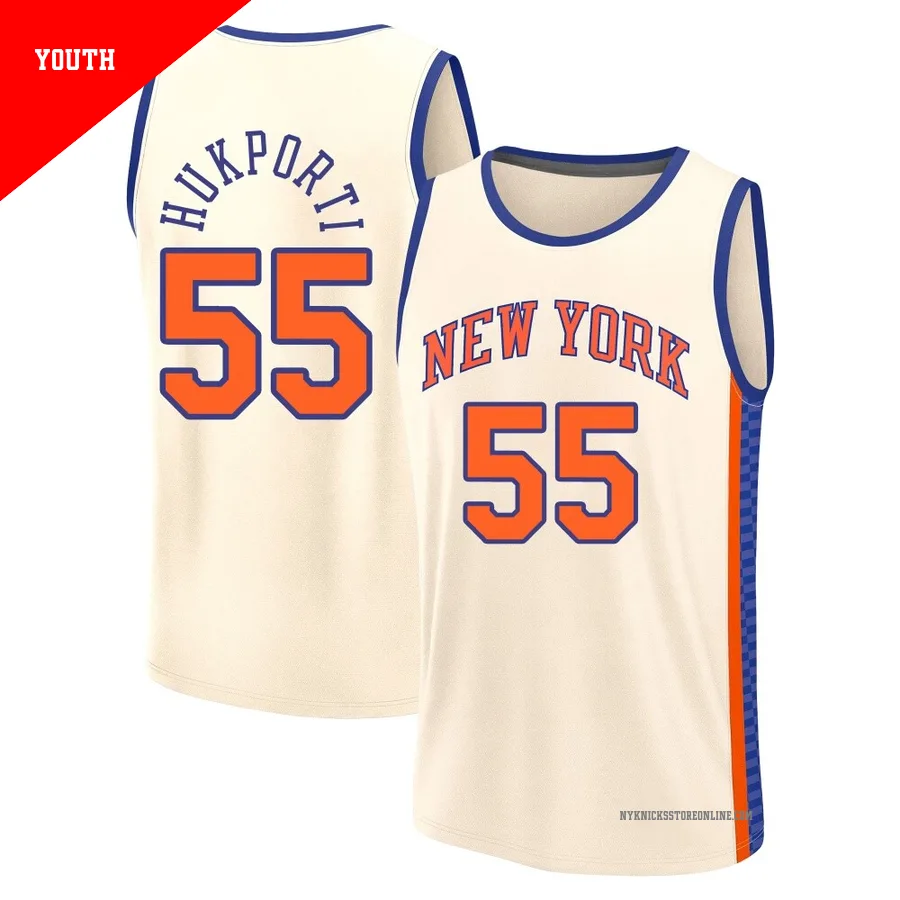 Ariel Hukporti ＃55 New York Knicks 2025/26 Youth Fast Break Cream City Edition Jersey