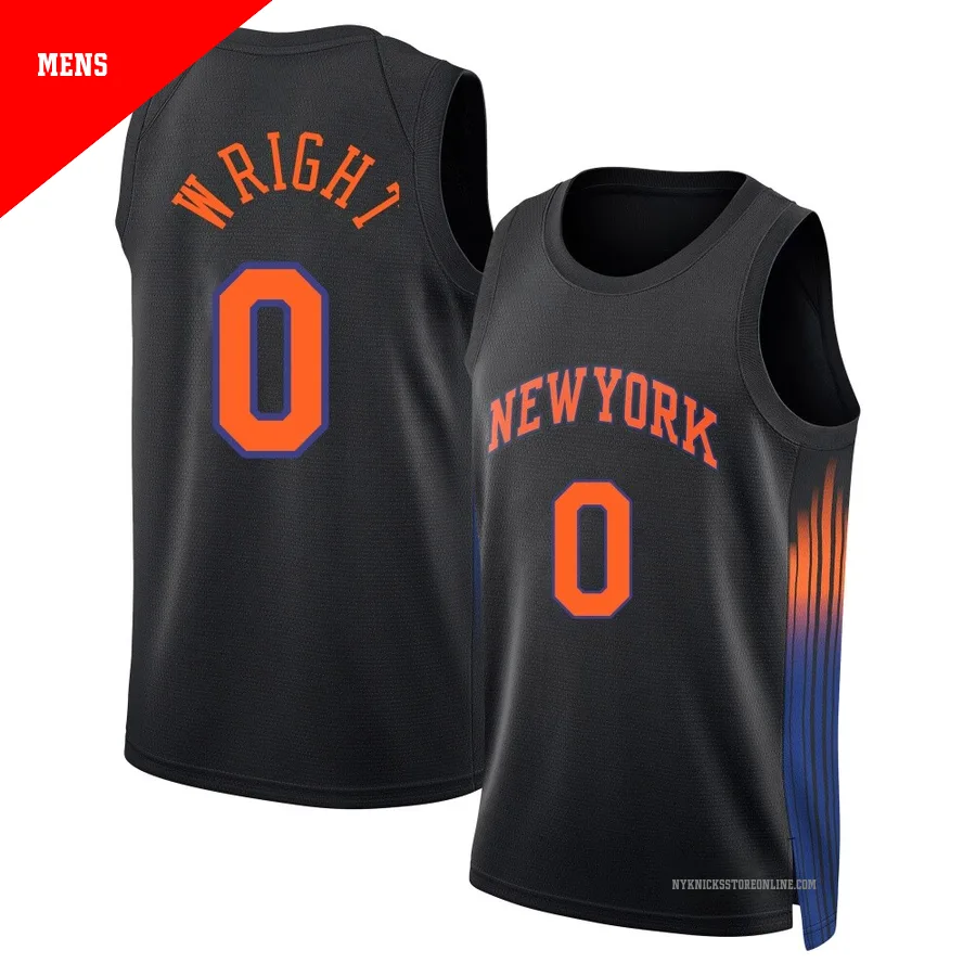 Delon Wright ＃0 New York Knicks Swingman 2024/25 Men's Black Statement Edition Jersey