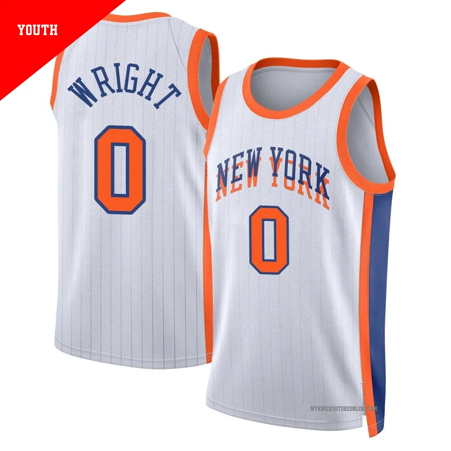 Delon Wright ＃0 New York Knicks Swingman 2024/25 Youth White City Edition Jersey