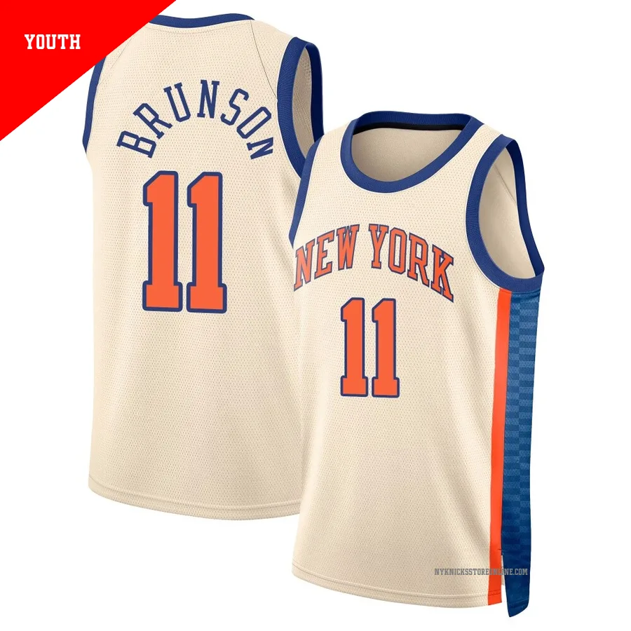 Jalen Brunson ＃11 New York Knicks Swingman 2025/26 Youth Cream City Edition Jersey