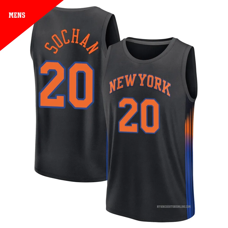 Jeremy Sochan ＃20 New York Knicks 2024/25 Men's Fast Break Black Statement Edition Jersey