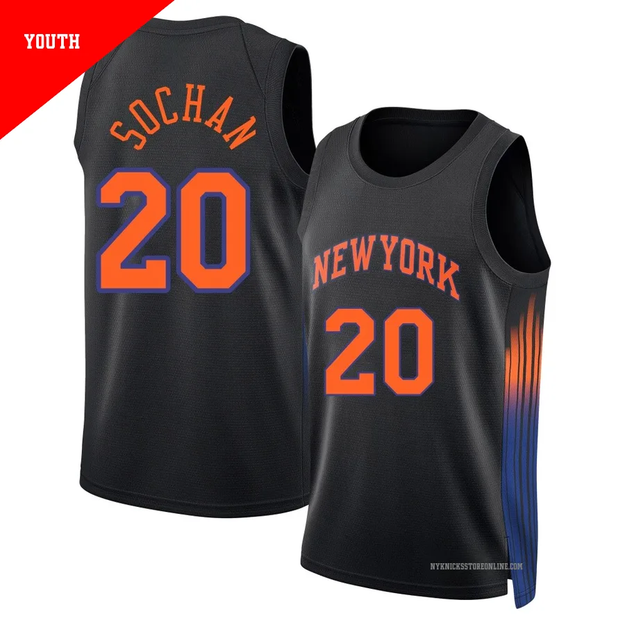 Jeremy Sochan ＃20 New York Knicks Swingman 2024/25 Youth Black Statement Edition Jersey