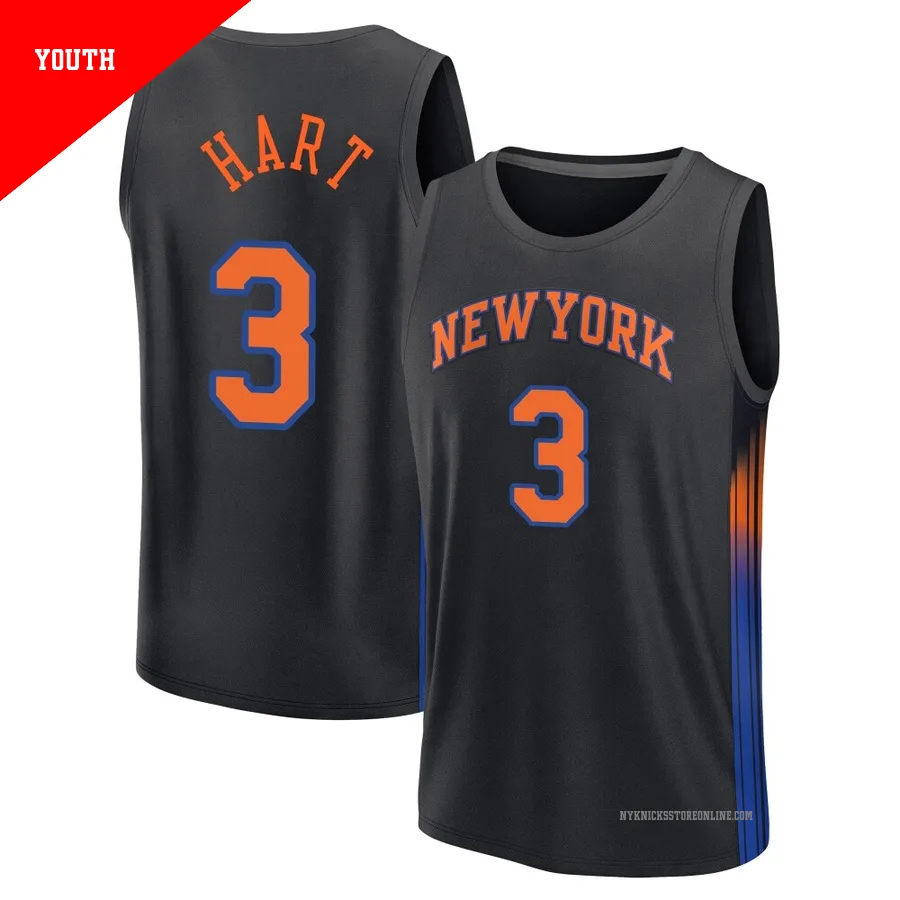 Josh Hart ＃3 New York Knicks 2024/25 Youth Fast Break Black Statement Edition Jersey