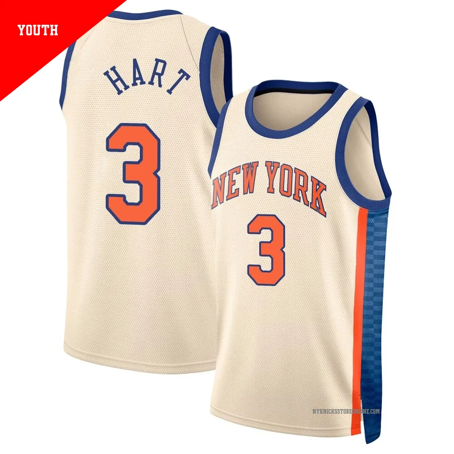 Josh Hart ＃3 New York Knicks Swingman 2025/26 Youth Cream City Edition Jersey