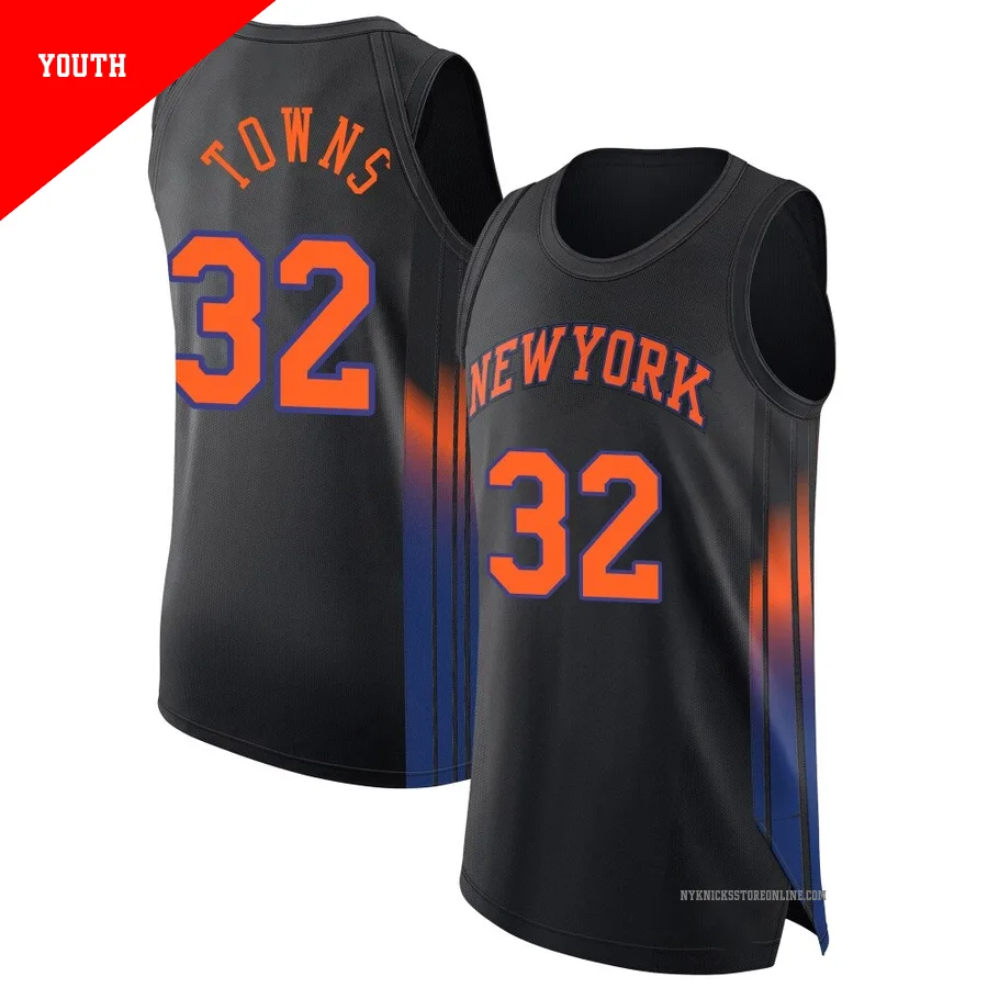 Karl-Anthony Towns ＃32 New York Knicks Authentic 2024/25 Youth Black Statement Edition Jersey