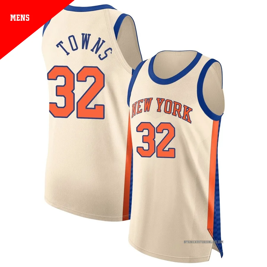Karl-Anthony Towns ＃32 New York Knicks Authentic 2025/26 Men's Cream City Edition Jersey