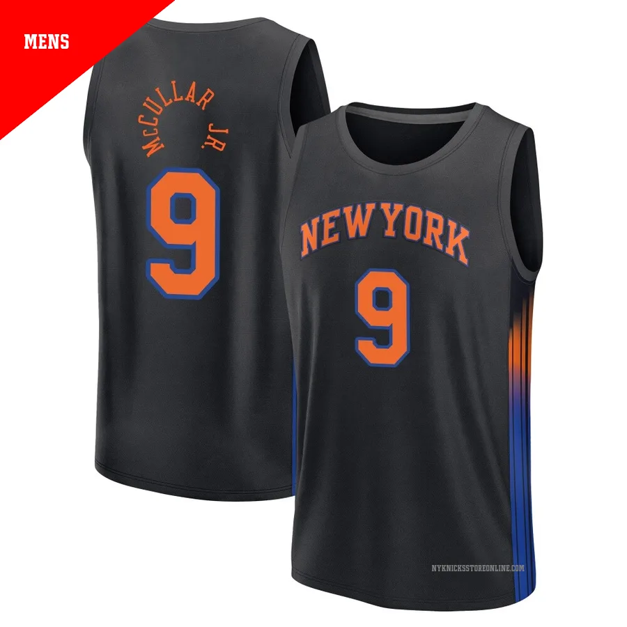 Kevin McCullar Jr. ＃9 New York Knicks 2024/25 Men's Fast Break Black Statement Edition Jersey