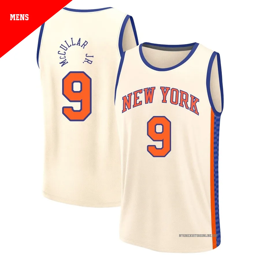 Kevin McCullar Jr. ＃9 New York Knicks 2025/26 Men's Fast Break Cream City Edition Jersey
