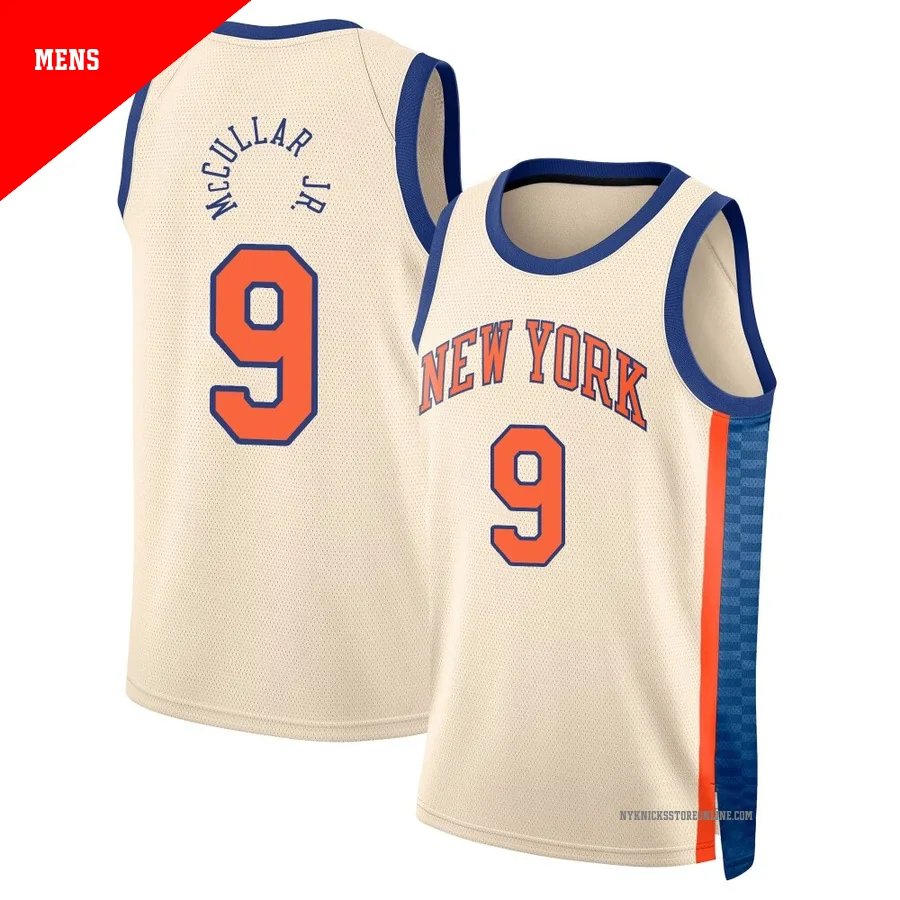 Kevin McCullar Jr. ＃9 New York Knicks Swingman 2025/26 Men's Cream City Edition Jersey