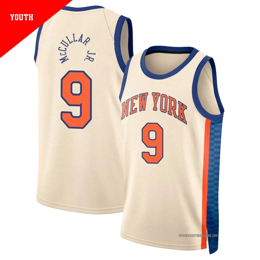 Kevin McCullar Jr. ＃9 New York Knicks Swingman 2025/26 Youth Cream City Edition Jersey