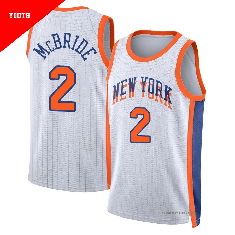 Miles McBride ＃2 New York Knicks Swingman 2024/25 Youth White City Edition Jersey