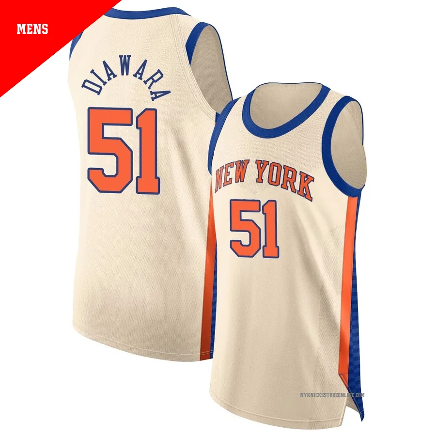 Mohamed Diawara ＃51 New York Knicks Authentic 2025/26 Men's Cream City Edition Jersey