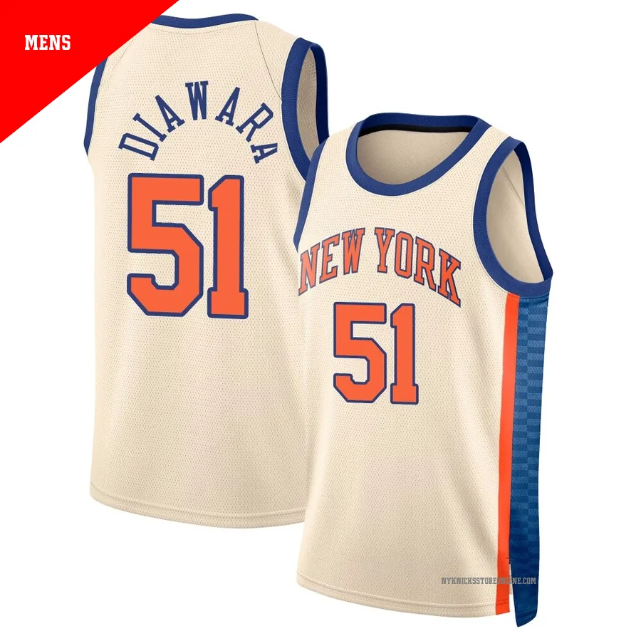 Mohamed Diawara ＃51 New York Knicks Swingman 2025/26 Men's Cream City Edition Jersey