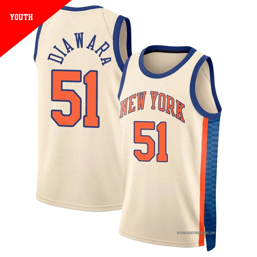 Mohamed Diawara ＃51 New York Knicks Swingman 2025/26 Youth Cream City Edition Jersey