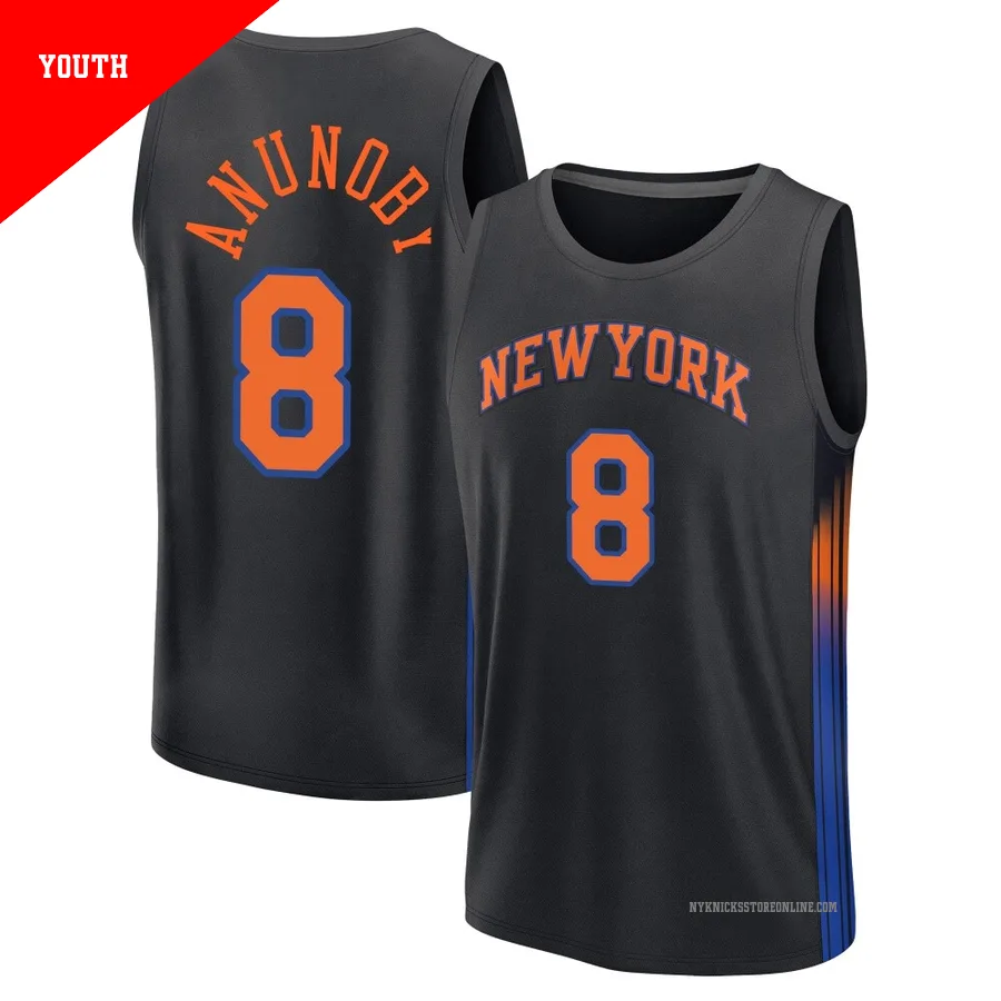 OG Anunoby ＃8 New York Knicks 2024/25 Youth Fast Break Black Statement Edition Jersey