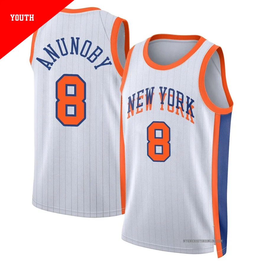 OG Anunoby ＃8 New York Knicks Swingman 2024/25 Youth White City Edition Jersey