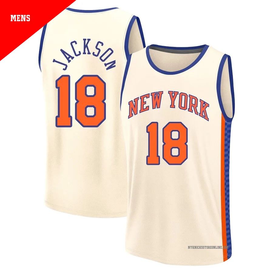 Phil Jackson ＃18 New York Knicks 2025/26 Men's Fast Break Cream City Edition Jersey