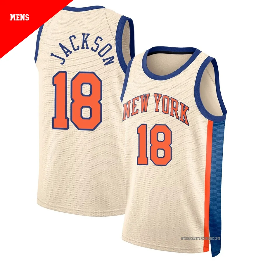 Phil Jackson ＃18 New York Knicks Swingman 2025/26 Men's Cream City Edition Jersey