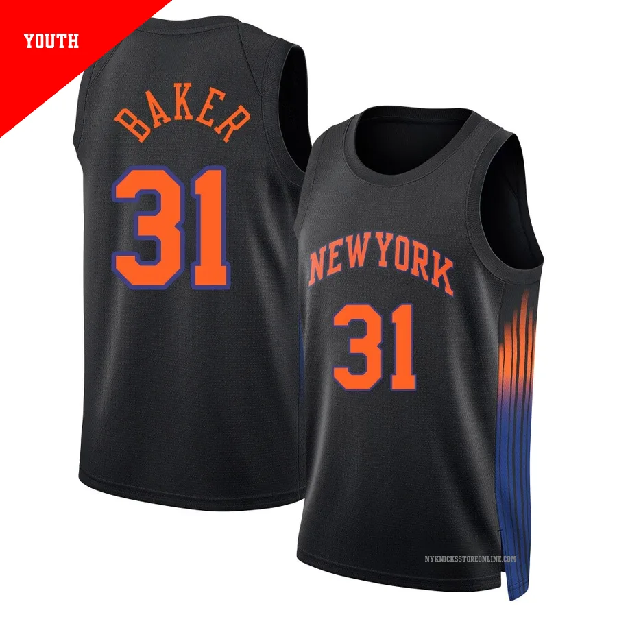 Ron Baker ＃31 New York Knicks Swingman 2024/25 Youth Black Statement Edition Jersey
