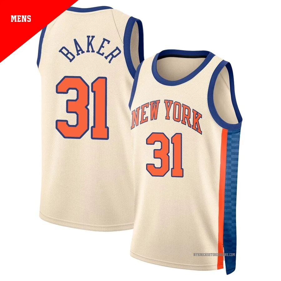 Ron Baker ＃31 New York Knicks Swingman 2025/26 Men's Cream City Edition Jersey