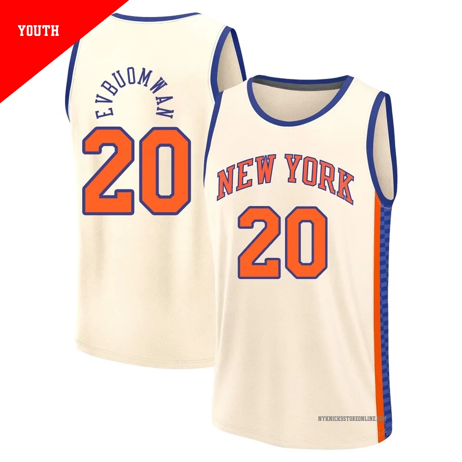 Tosan Evbuomwan ＃20 New York Knicks 2025/26 Youth Fast Break Cream City Edition Jersey